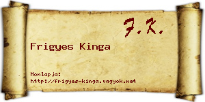 Frigyes Kinga névjegykártya